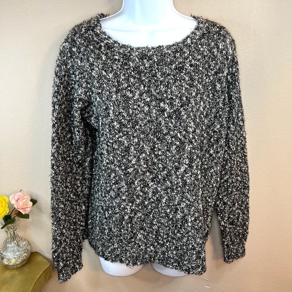 L Buffalo By David Bitton Black & White wWool Blend Sweater Long Sleeve 12 14